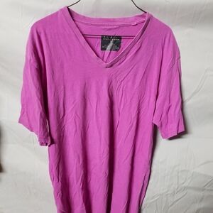 V-Neck Short Sleeve Tee - Bright Pink